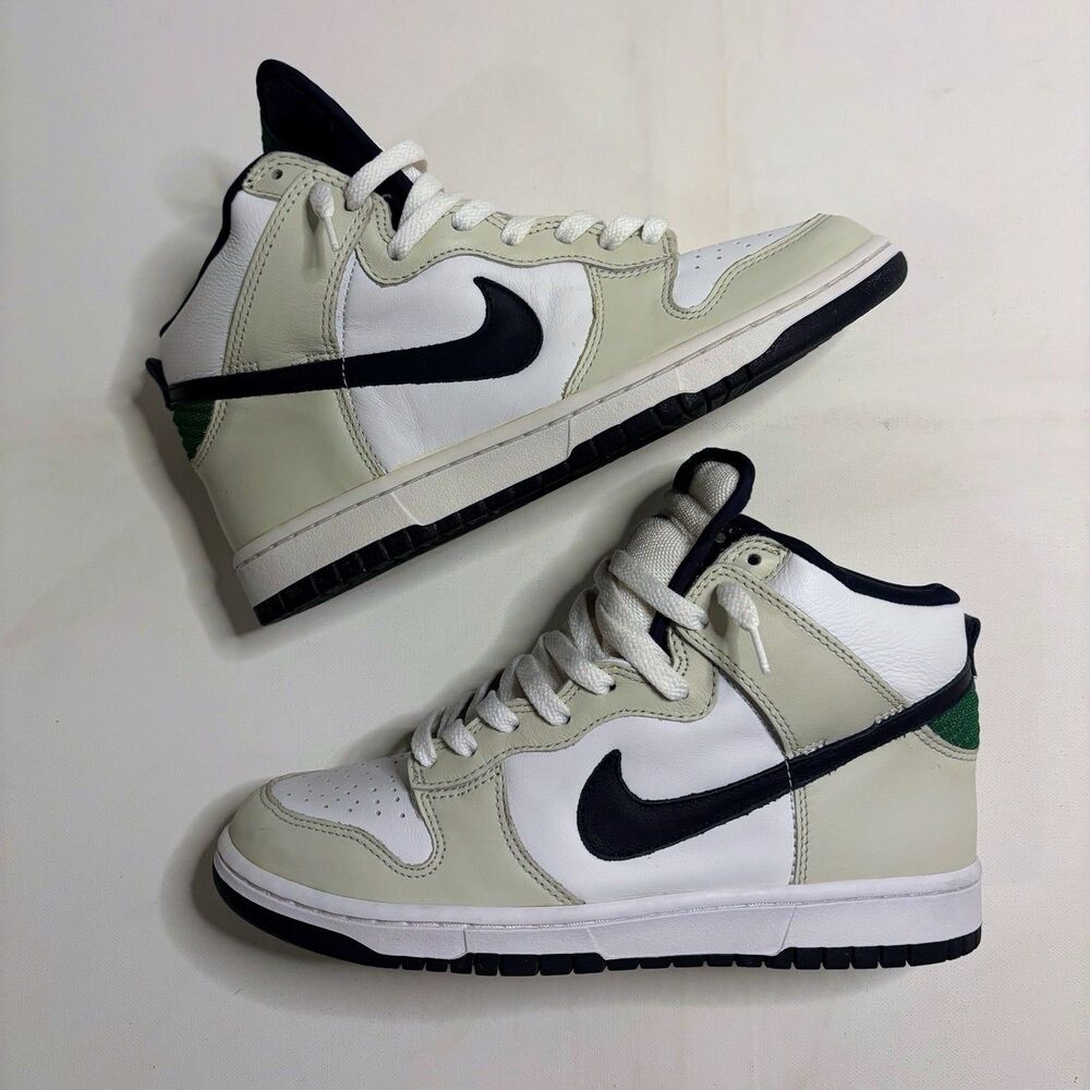 2004 Nike Dunk High Lt Bone Obsidian Classic Green 305287-041 Vintage Cream Y2K